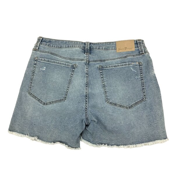 Seven7 Womens Size 12 Weekend Denim Shorts Distressed Frayed Hem - Picture 3 of 7